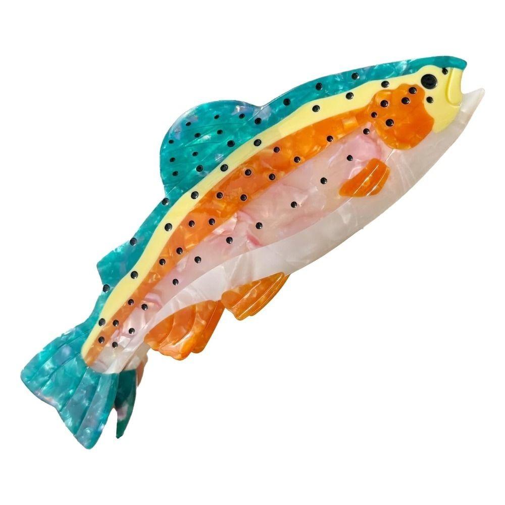 Non-Slip Small Claw Hairpin Thick Hair Compatible Barrettes Cute Salmon Fish Hair Clip  Women
