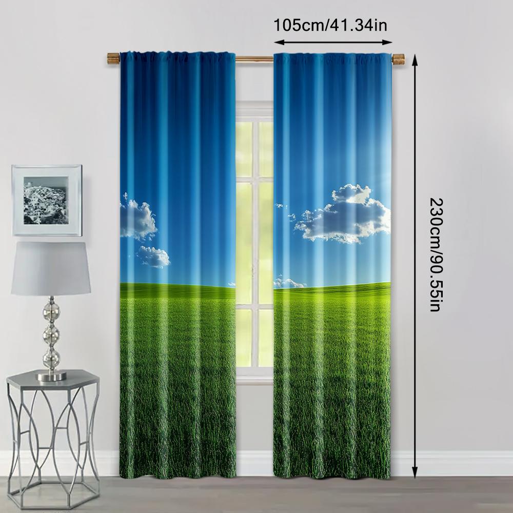 2pc,  Window Curtains Prairie Sky Polyester,Without Electricity Birthday Party for College Dormitory Decoration