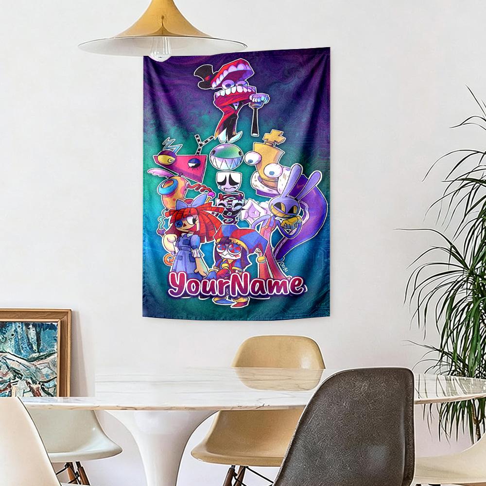 Digitaler Zirkus Individuell Ihr Name Wanddekoration Wandteppich Kunst Für Haustiermemorial Geburtstag Hochzeitsfeier Hintergrund Familien Geschenk