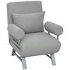 Convertible Armchair, 1-Seater, Folding Armchair-Bed, Linen, Adjustable Backrest, Pillow, Light Gray