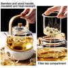 1000ml Glass Teapot Wood Handle Tea Maker New Boiling teapot  Home Office