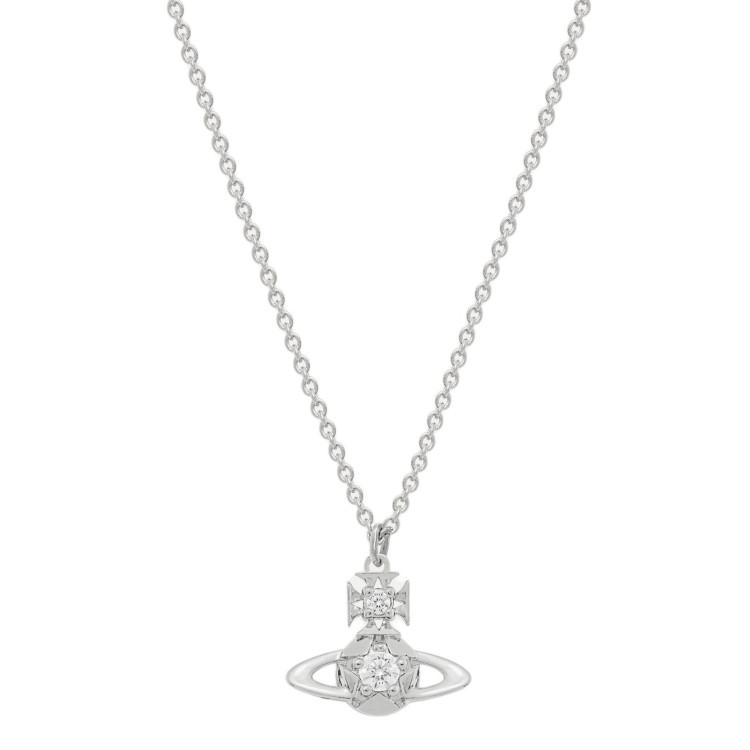 Vivienne Westwood Lee Orb Saturn Shaped Pendant Necklace Unisex necklace Brass Crystal Silver 8053195262816 Box+Shopping Bag