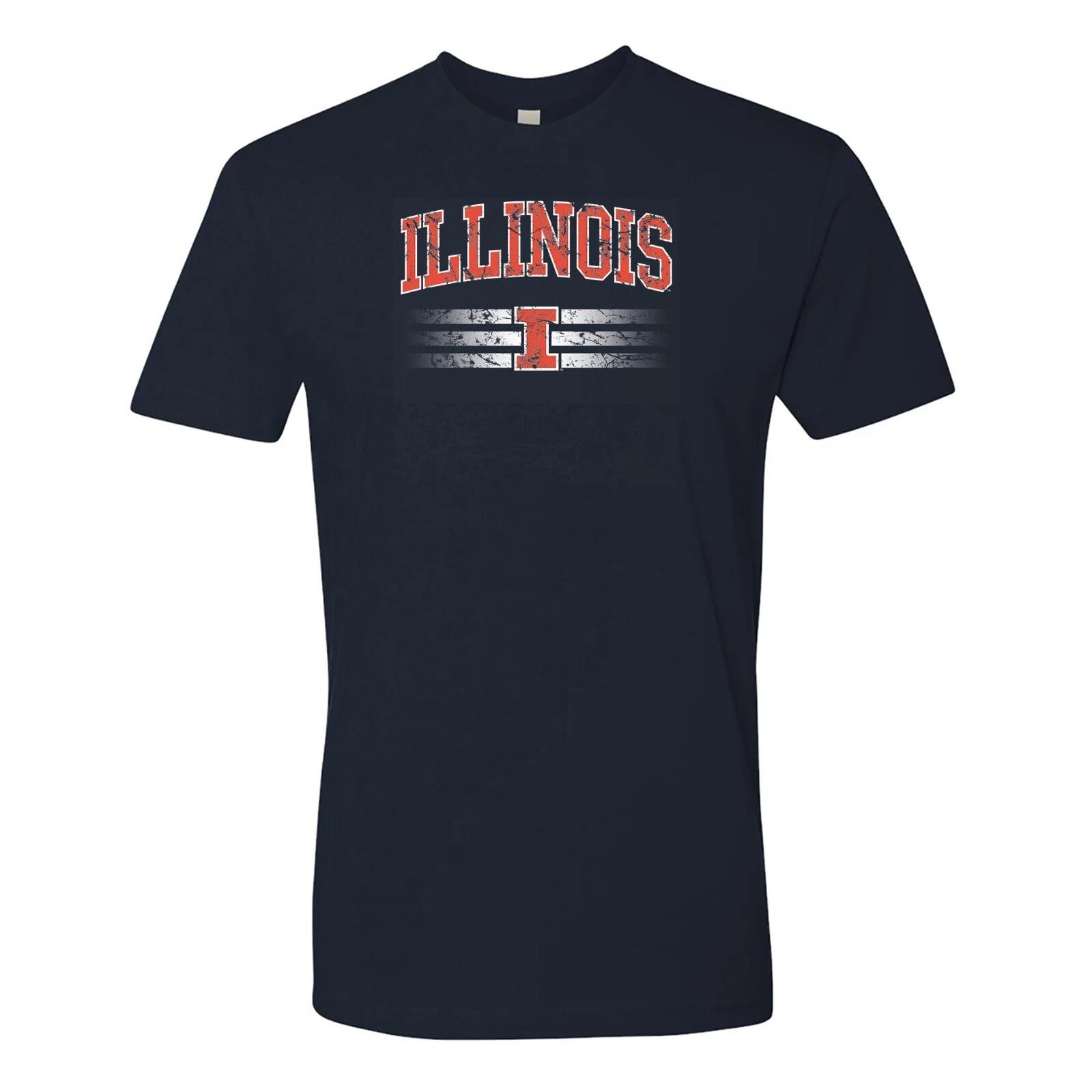 Illinois Fighting Illini Dynasty Logo - NCAA University T-Shirt - Midnight Navy 3XL