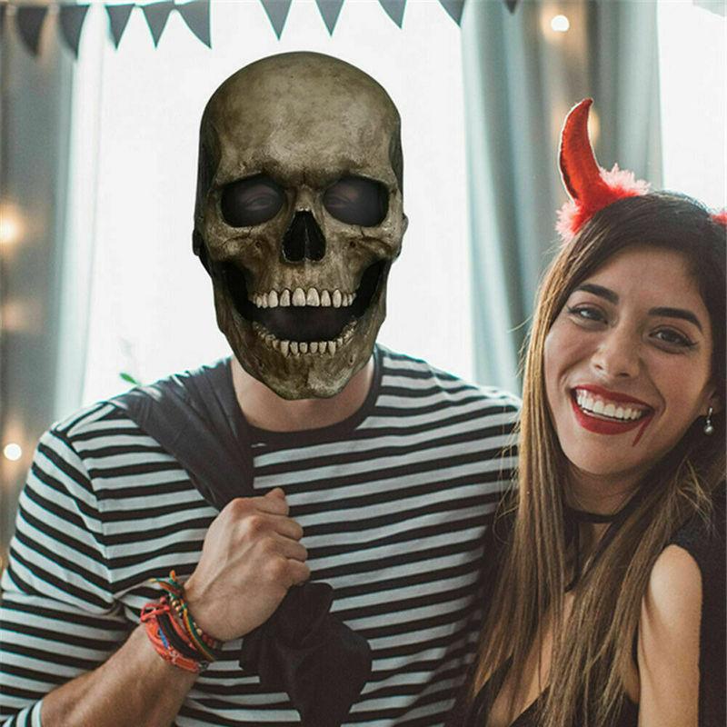 Latex Huvudskallemask Hjälm med Rörlig Käke Party Halloween Rekvisita Huvudbonad