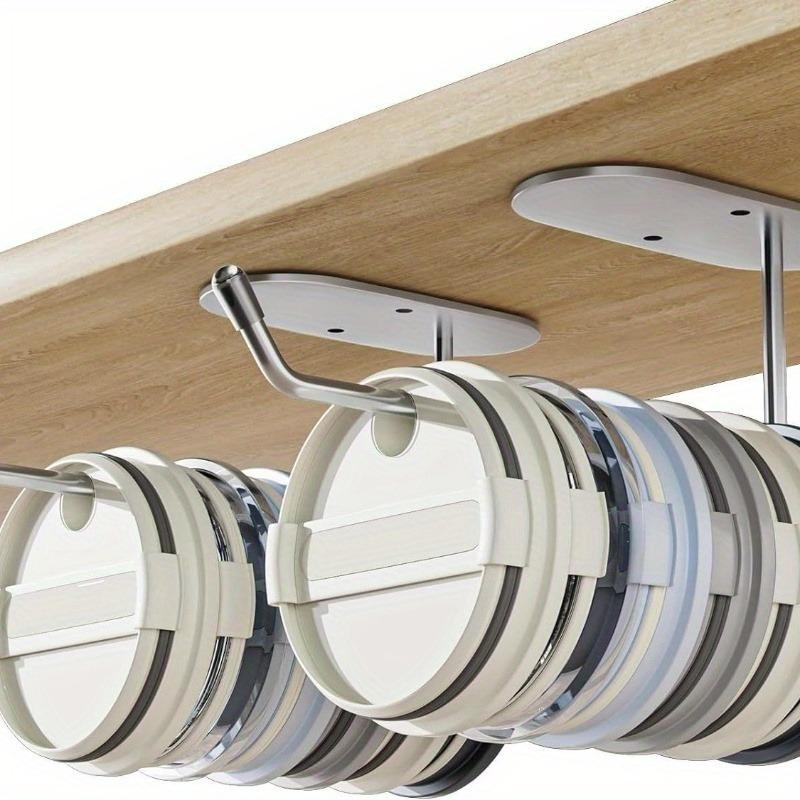 American Style Cabinet Cup Cover Hanging Rack, Storage Rack Non Punching Stainless Steel Hanging Rack, Kitchen Cling Film, Kitchen Paper Hanging Rack
