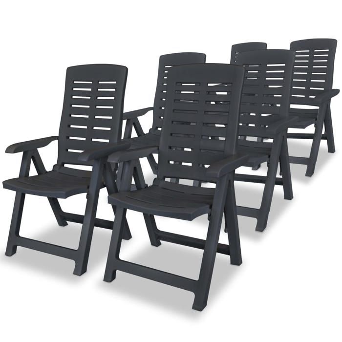 VidaXL Chaises inclinables de jardin 6 pcs Plastique Anthracite