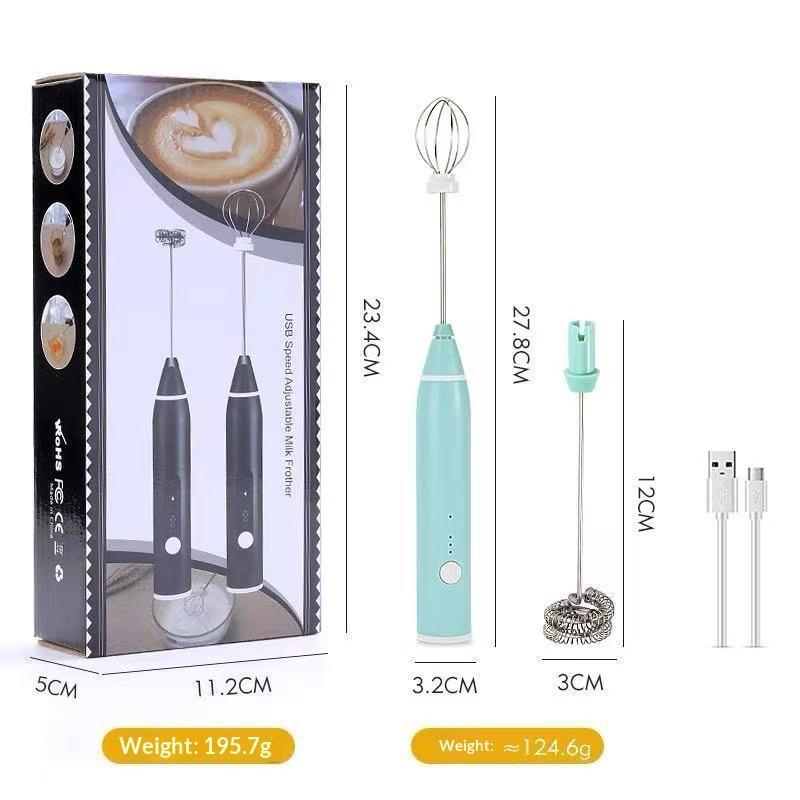 Batidora de Huevos Eléctrica de Mano Recargable 3 Velocidades Varillas de Acero Inoxidable Para Horneado Casero Espuma de Café Crema Postres