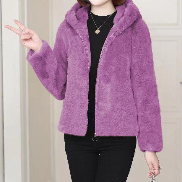 Fat M Coral Fleece Warm Coat Women's Autumn and Winter New Thickened Hooded Coat Coat Large Size Thin Trendy