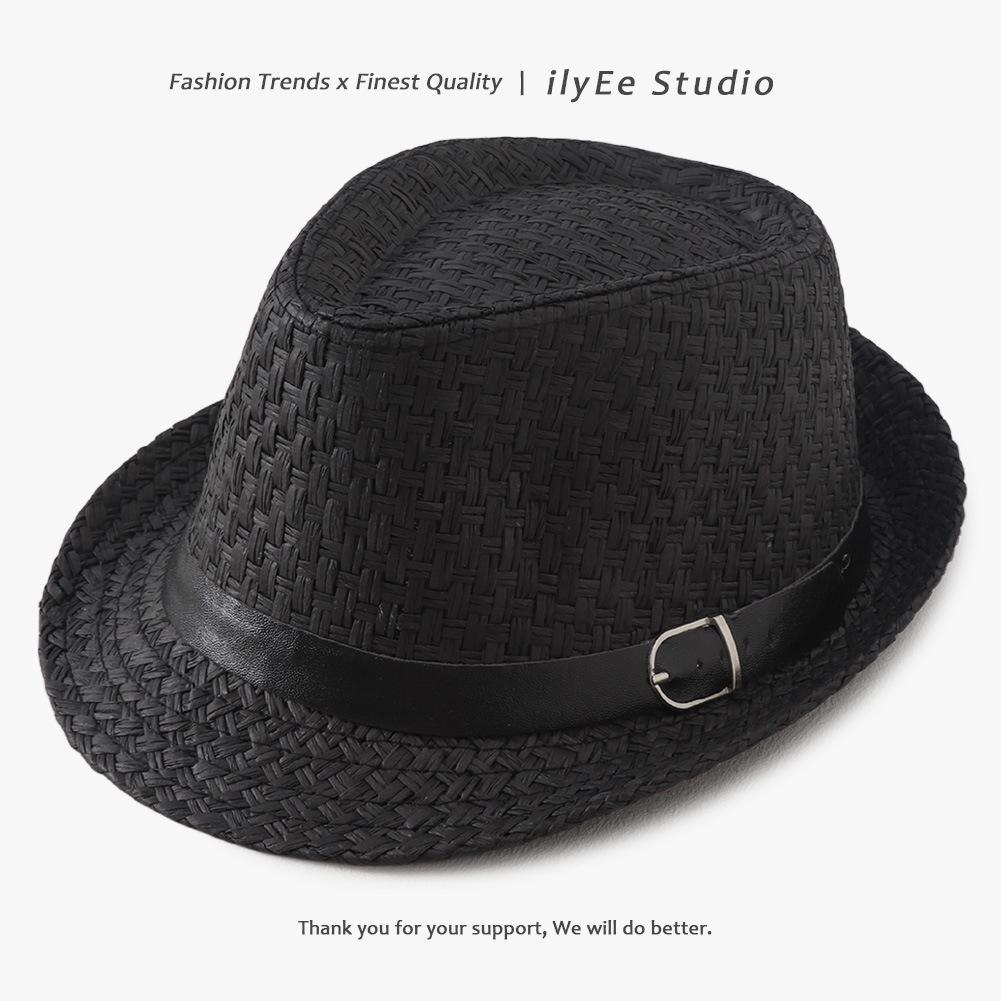 Straw Top Hat Spring Summer Sunscreen Jazz Hat British Versatile Straw Hat Sun Hat Holiday Beach Hat Tide