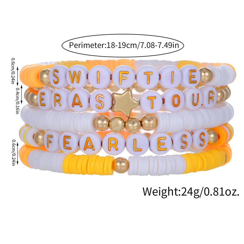 """WWJD"" Buchstaben Polymer Clay Perlen Armband Set": Europäischer/Amerikanischer Stil, 10er-Set Dankbarkeits-Glaubensarmbänder.