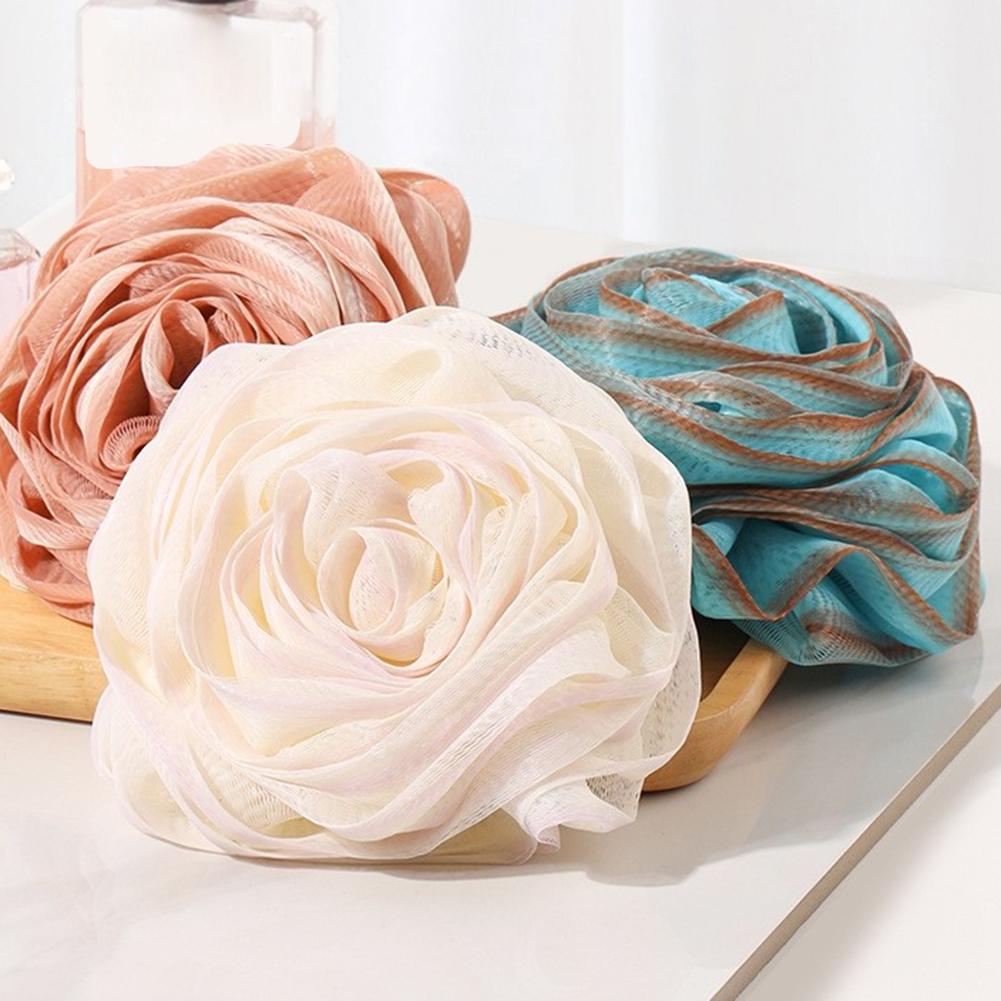 3pcs Bath Puff Rose Shape Loofah Bath Sponge Set Extra Large Soft Mesh Body Scrubber Puff Gentle Exfoliating Shower Ball China Mainland