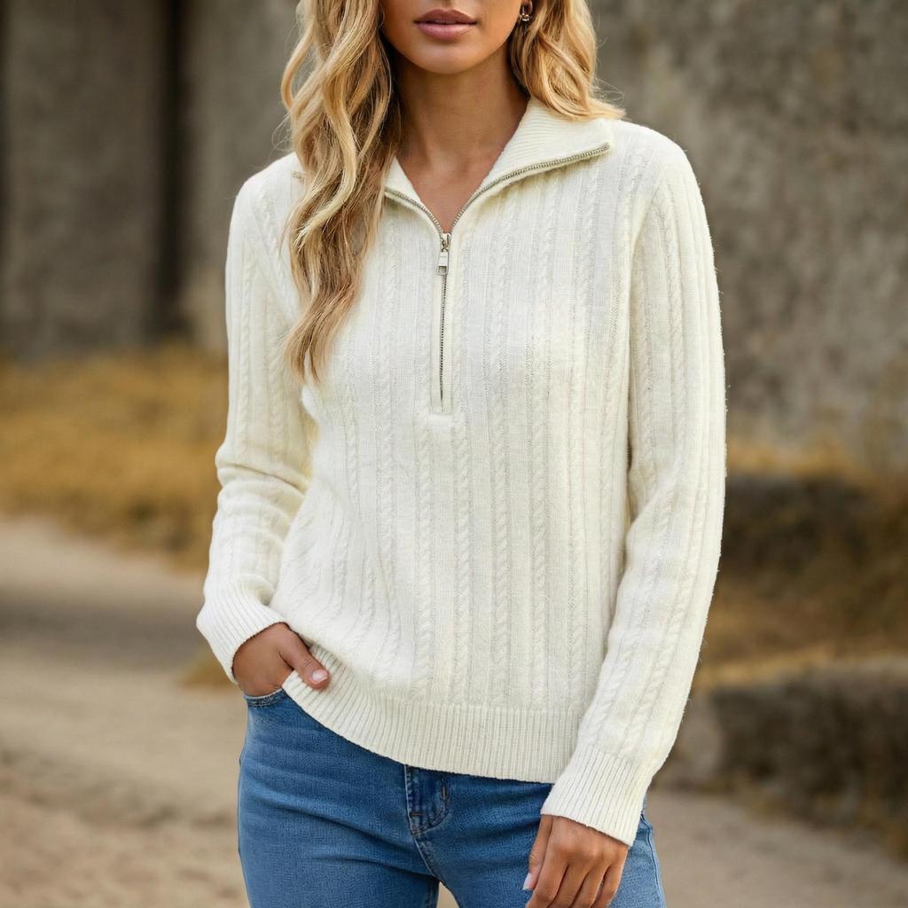 2025 Höst/Vinter Dam Långärmad V-ringad Enfärgad Stickad Kofta med Fickor