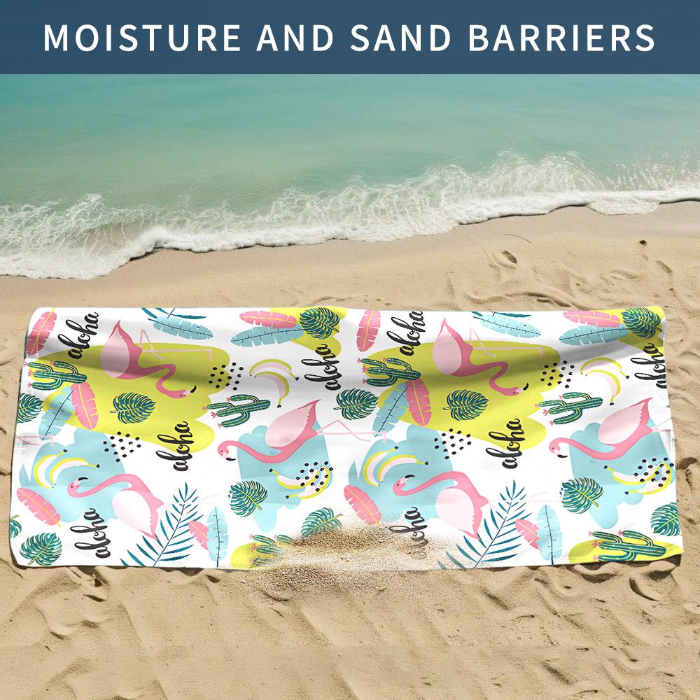 

New, double-sided velvet beach towel quick-drying sports towel printed bath towel [Spot sale]