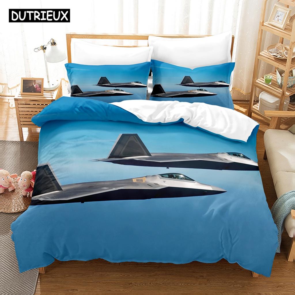 3D Jet Fighter Battle Plane  F-22 Bedding Sets Duvet Cover Set With Pillowcase Twin Full Queen King Bedclothes Bed Linen