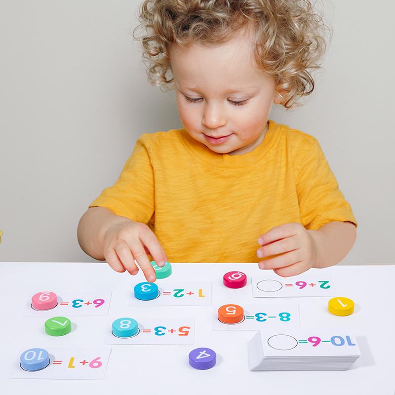 Children Montessori Math Toys Arithmetic Card Matching Games Addition Subtraction Counting Educational Cognitive Blocks for Kids