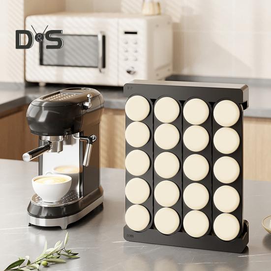 20-Slot Coffee Pods Holder Large Capacity Storage Rack for K Cups BPA-Free Coffee Capsule Display Cabinet for Countertop Drawer