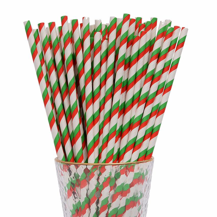 25 Colorful Striped Paper Straws - Disposable, Creative, Decorative for Desserts & Beverages