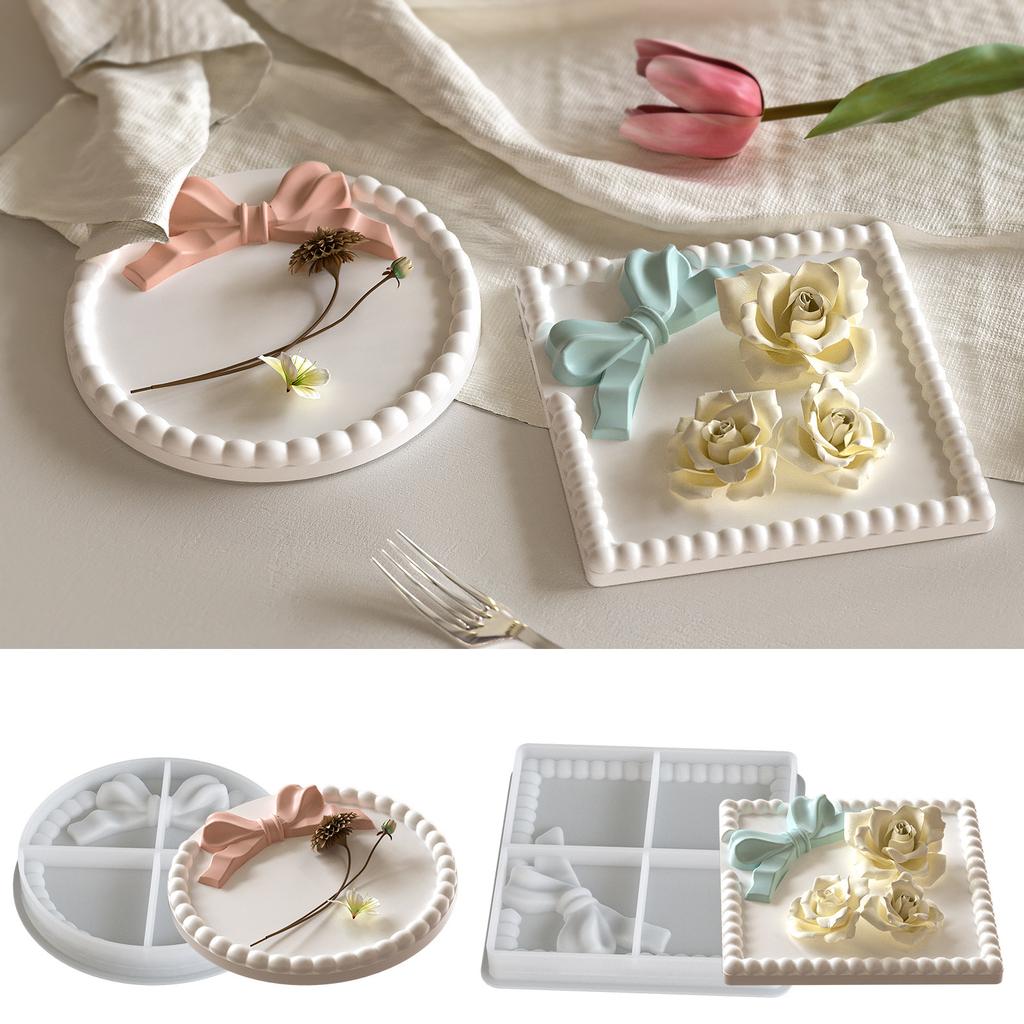 DIY Bow Bubble Tray Coaster Silicone Mold Plaster Epoxy Concrete Cement Mould Handicrafts Gift Jewelry Storage Tray Home Decor