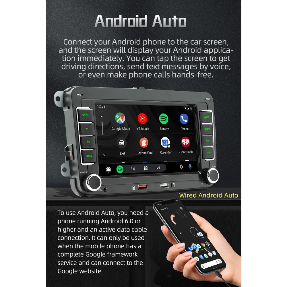 Car Radio 2 Din,7 inches,VW/Volkswagen Skoda Octavia Golf 5 6 Touran Passat B6 Polo Jetta Coche Seat,Android Auto,Carplay,Multimedia Player