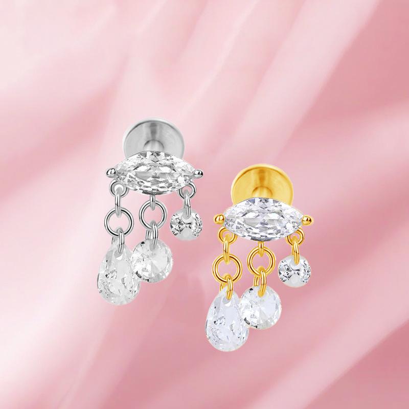 High-End Titanium F136 Internal Thread Cartilage Stud Earring - European & American Trendy Fashion