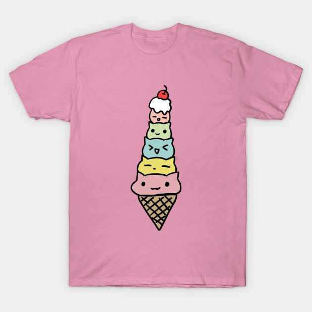 Футболка женская с принтом «Мороженое» с кошками в стиле Харадзюку, кавайная футболка, летняя женская футболка с коротким рукавом, топ