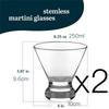 Cosmopolitan Stemless Martini Glasses Set Dishwasher Safe Holiday Martini Glass Lightweight Cocktail Glass Set for Wedding Party