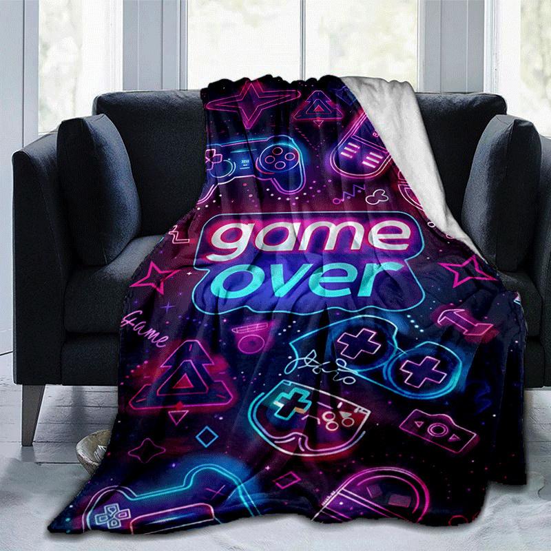 1pc Gamepad Printing Lightweight Flannel Blanket, Comfortable and Warm Blanket, for Camping Sofa Bed and Couch Office, Gift