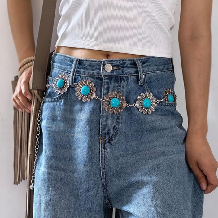 Adjustable Stone Embellished Waist Belt Bohemian Body Chain Waist Jewelry Accessory Gift for Women Outdoor Event