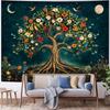 Amtoodopin Tree of Life Tapestry Mystic Boho Flowers Tapestry Vintage Aesthetic Tree Wall Tapestries Retro Nature Floral Plants Tapestries Wall