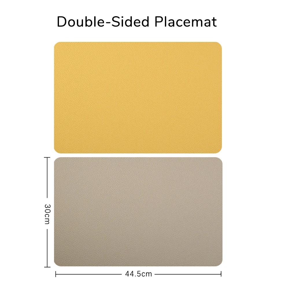 Nordic Style Minimalist PVC Leather Double-Sided Placemat Heat-Resistant Bowl Mats Waterproof Oil-Proof Dining Table Mats 44.5x30cm 1pc