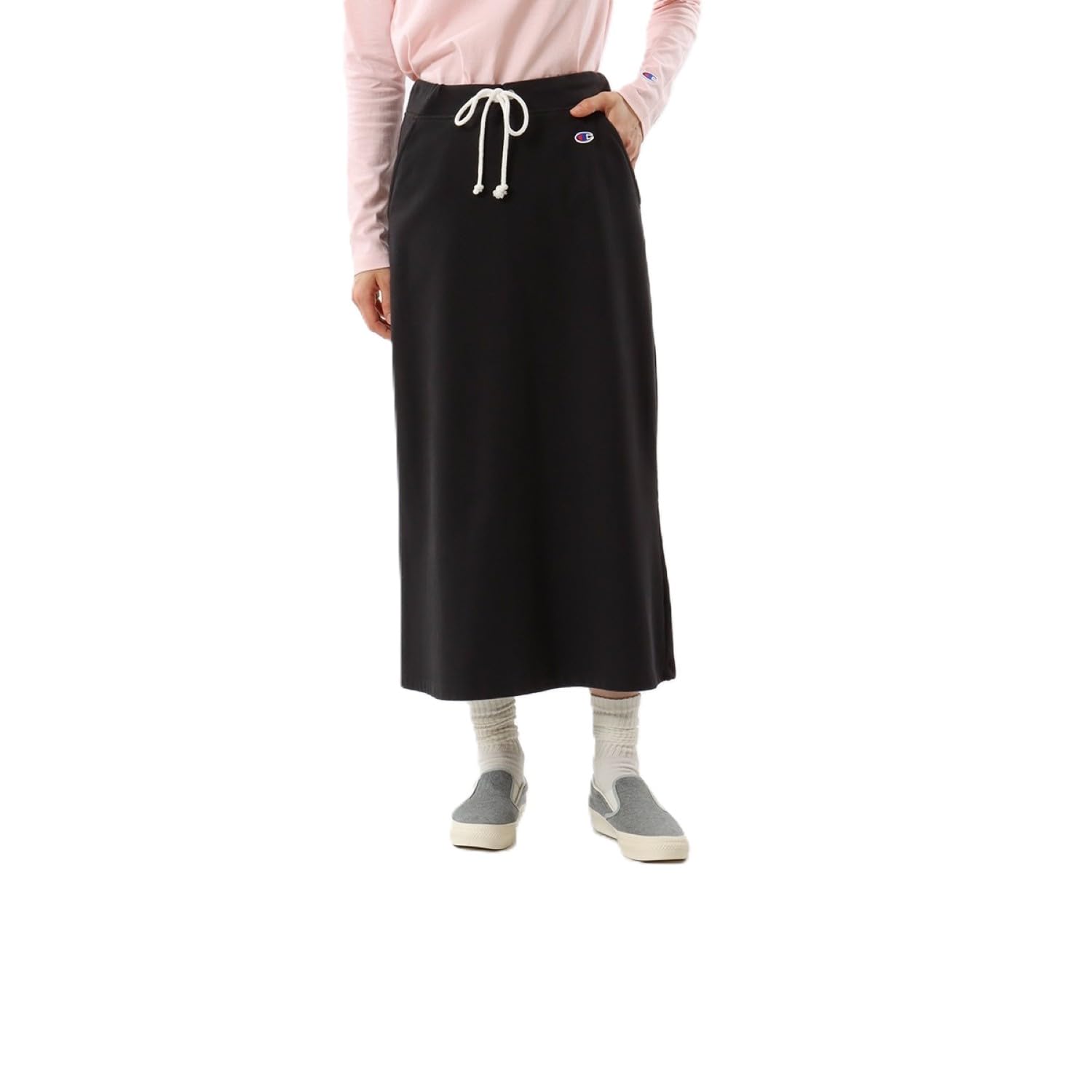 

Champion Basic Long Skirt with Size S Women s One-Point Logo, CW-K220Z, Black, чёрный