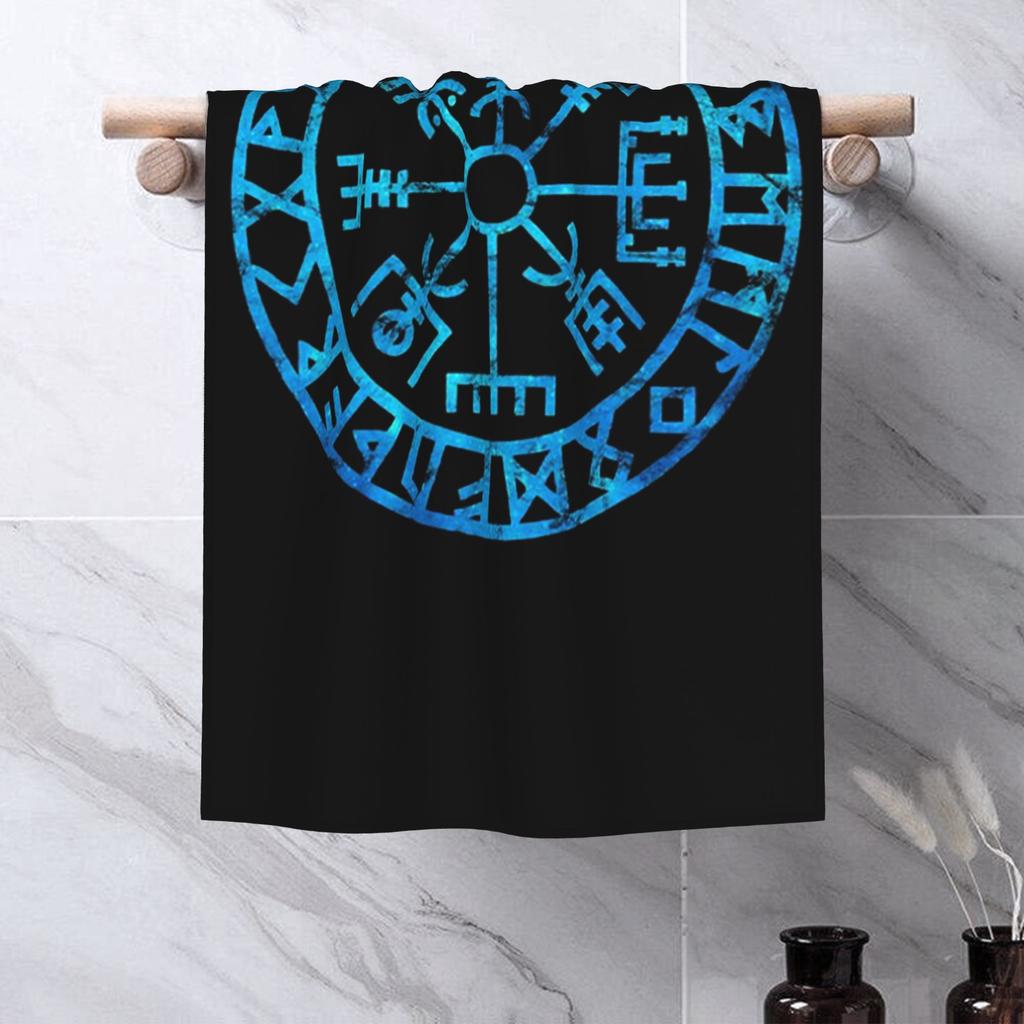 Vegvisir Icelandic Futhark Runes Compass Norse Mythology Viking Protection Symbol Soft Face Towel Quick Dry Pool Bath Towels