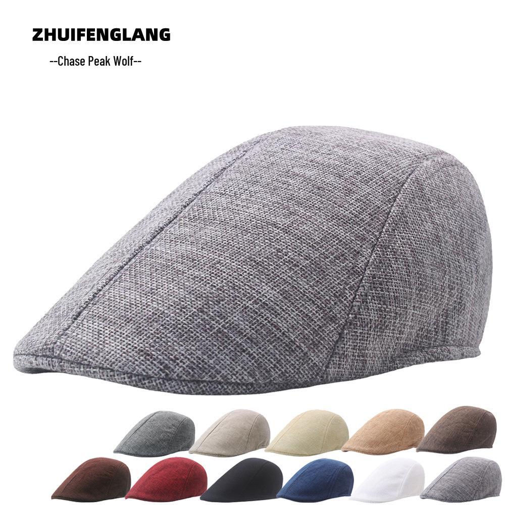 Men's Spring-Summer Cotton Linen Newsboy Beret: Breathable Duckbill Design