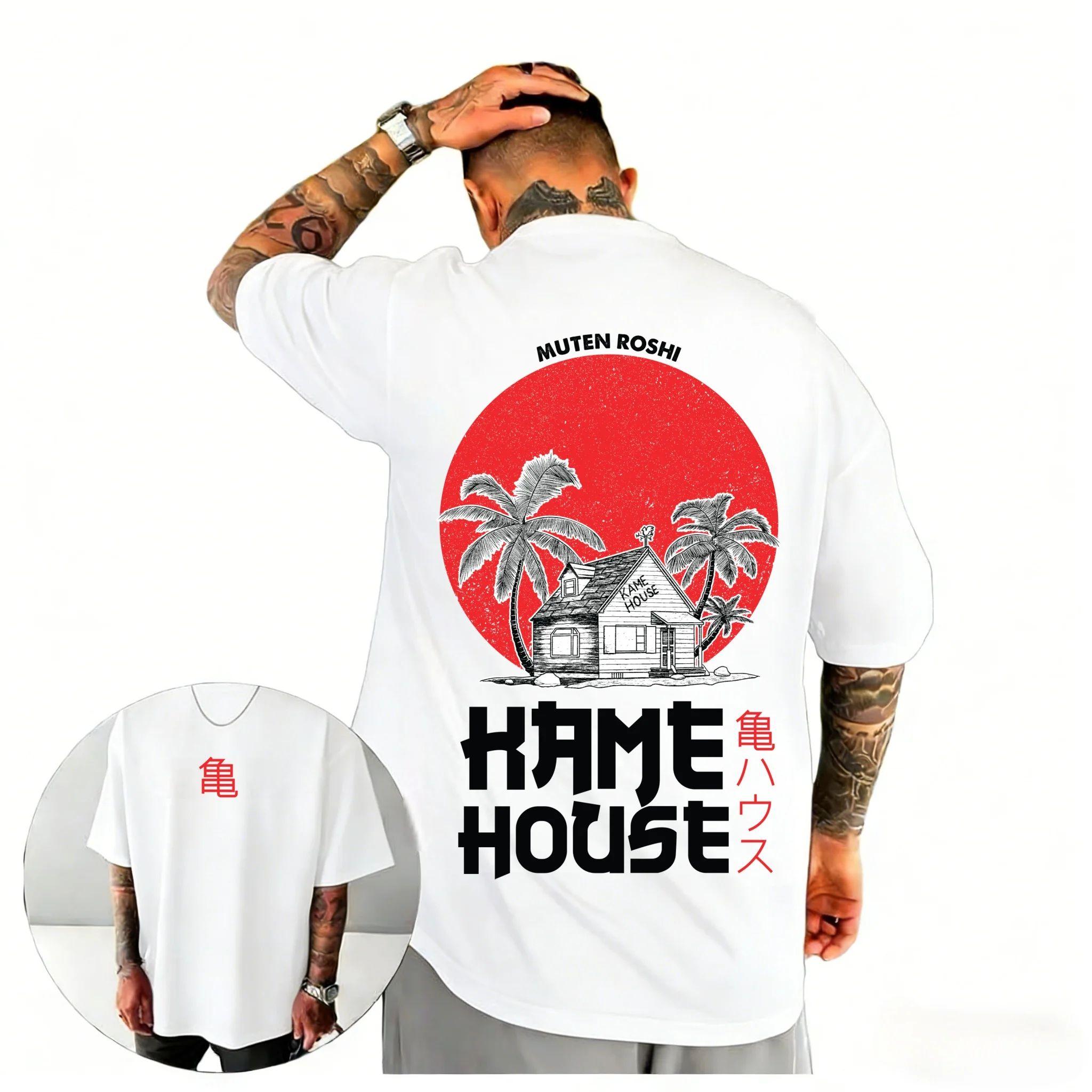 Dragon Ball Vintage Kame House Muten Roshi Printed T-shirt Men s and Women s T-shirt Men s Top Sport T-shirt 2026 Summer New Tee L