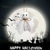 Retro Holiday Window Displays Halloween Ghost Ornament, 4 Inch Small Doll Hanging Decoration with Jute Rope, Autumn Garden Party Decorations Farmhouse