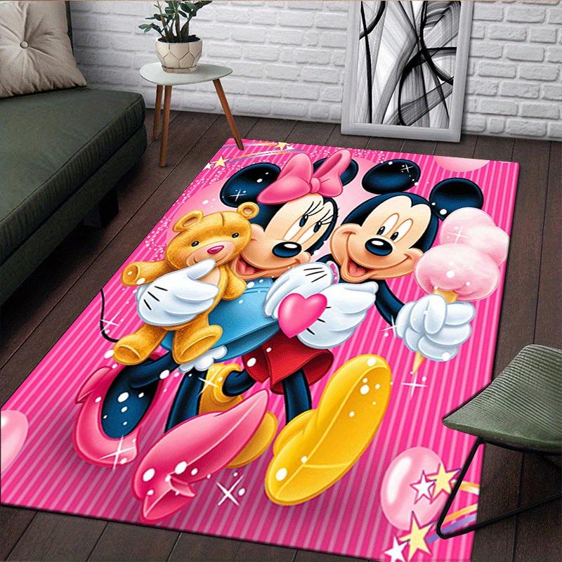 1pc Minnie Pattern Area Rug Soft Flannel Floor Mat for Living Room, Office, Bedroom and Carpet, Sofa Coffee Table Floor Mat