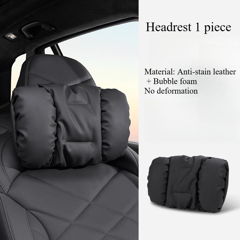 1PC Bubble Cotton Car Headrest Anti-fouling Leather Car Premium Sense Neck Pillow Waist Cushion Pillow Set