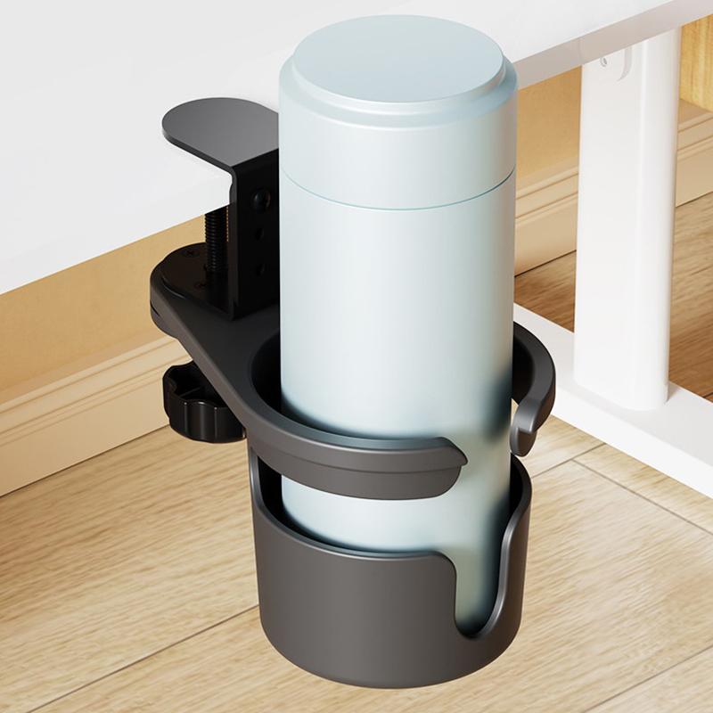 Desk Cup Holder Clamp Adjustable Anti-Spill Coffee Cup Holder 360 Degree Rotating Table Edge Clamp Cup Holder Anti-Fall Desk