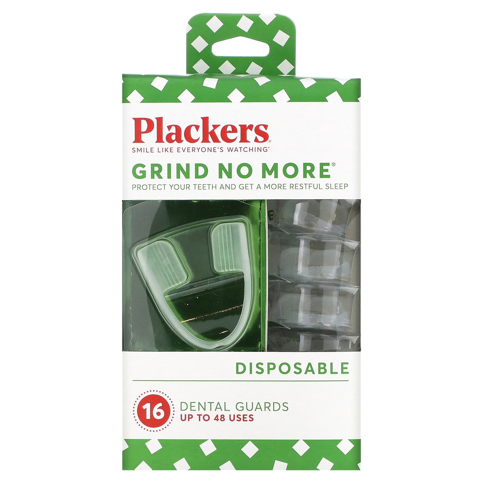

Plackers, Grind No More, одноразовые, зубная капа, упаковка 16 шт.