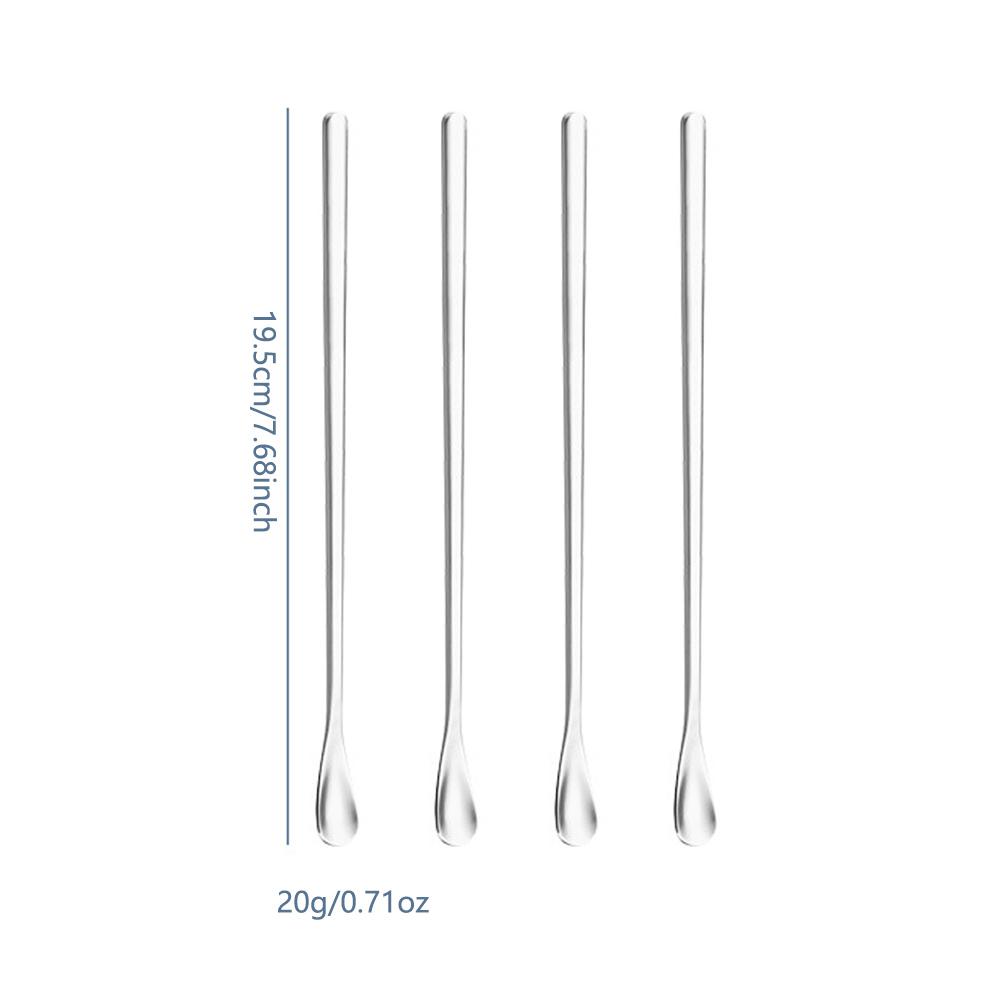 

4Pcs 7.68inch Stirring Spoon Stainless Steel Food Grade Coffee Utensil Waterdrop Shape Ice Spoon Honey Cocktail Mixing Bar Tool серебряный