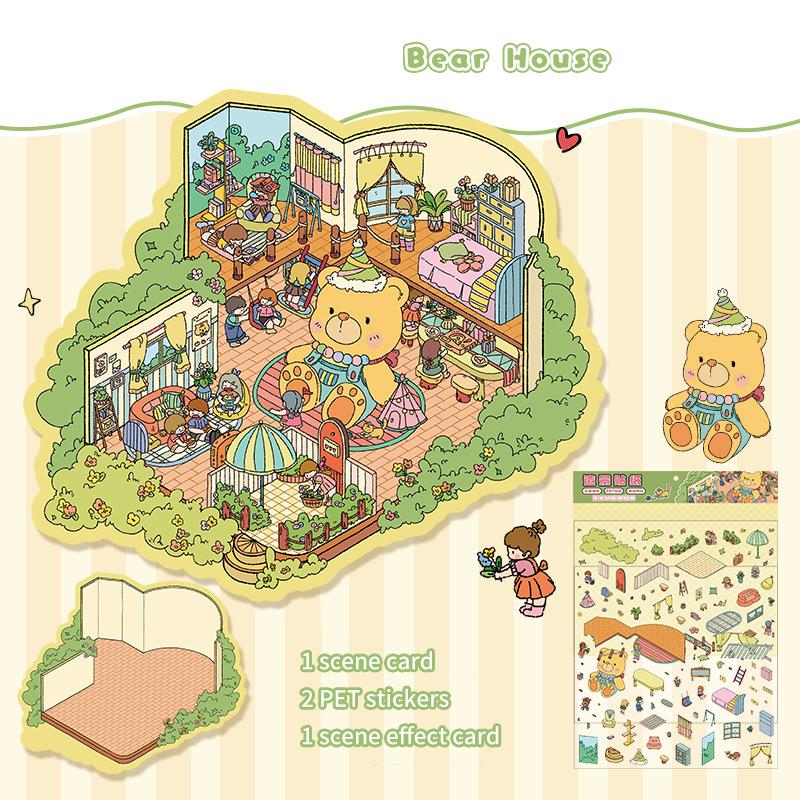 

Cartoon Landscape Sticker 3D Scene Diy Toy Game Sticker Festival Birthday Gift For Kid Child Girl