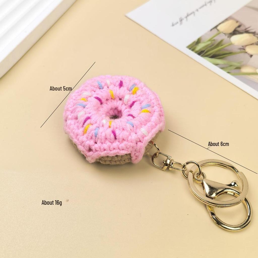 Creative Handmade Crochet Donut Keychain Pendant for Kids