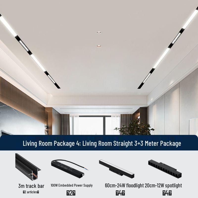 Recessed Magnetic Track Light: Concealed Linear Spotlight for Living Rooms, Bedrooms, Hallways & Household Surfaces