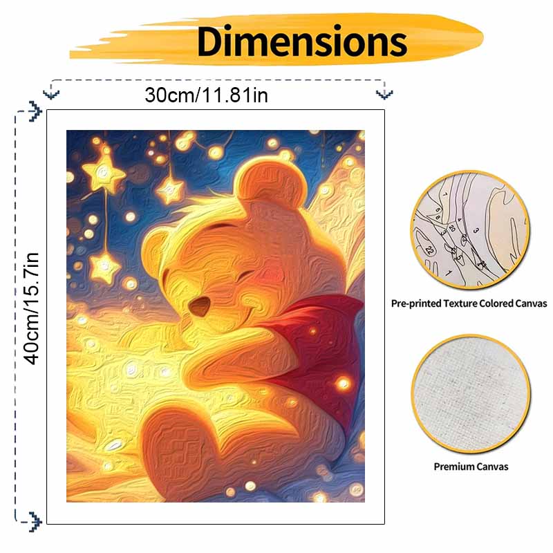 Disney oil painting Winnie the Pooh star light art handmade diy painting home decoration gift