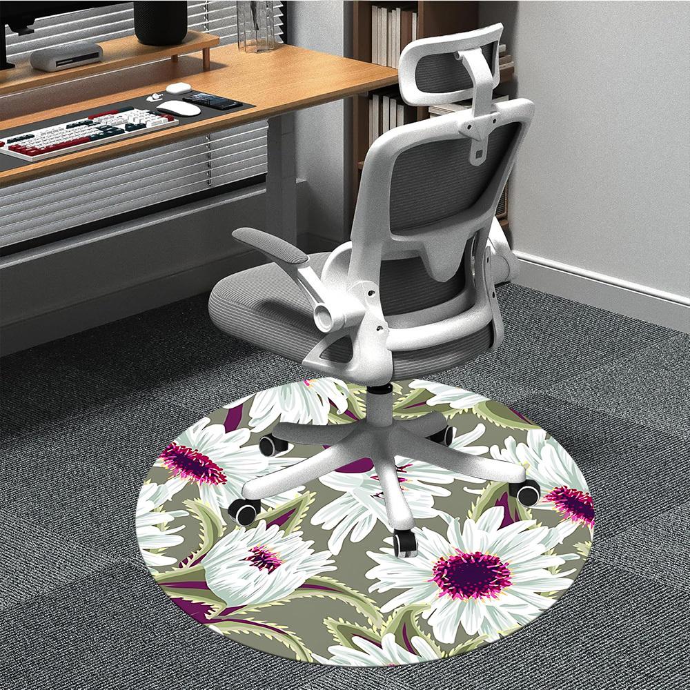 

1pc Floral Pattern Office Round Rug, Non-slip, Soft and Durable Office Rug for Interior Decoration, Perfect for Office, Beautiful Decoration yy2603230 80cm by 80cm