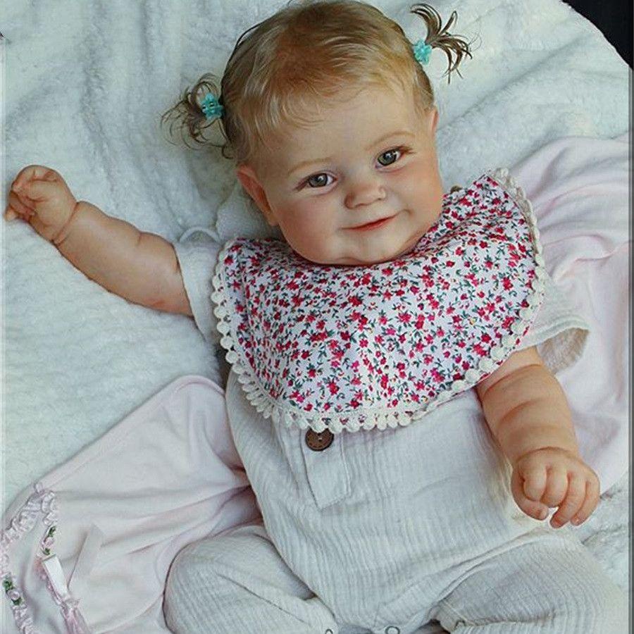 

BZDOLL 24 дюйма 3D-раскрашенная кожа Тканевое тело Арт Реборн Улыбающийся Бебе с венами Виниловая кукла-младенец Игрушка Мэдди для девочки-малышки Реалистичный подарок cloth body doll