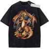 Unisex Washed Vintage T  Shirt Pokemon Charizard High  Quality Fabric for Home Leisure Travel Shopping