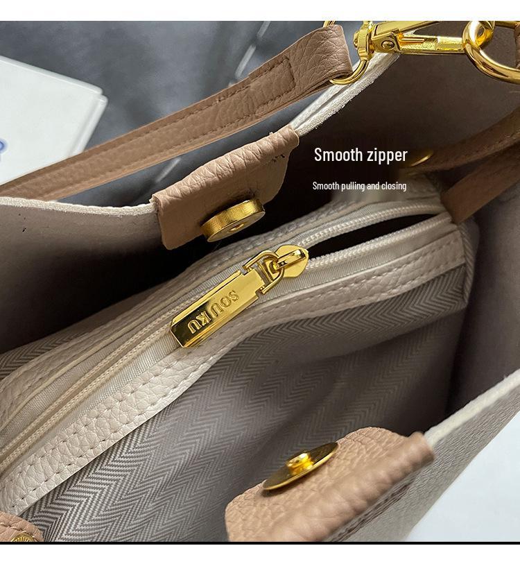 Women's Retro Black Crossbody Bucket Bag - Versatile for Autumn and Winter