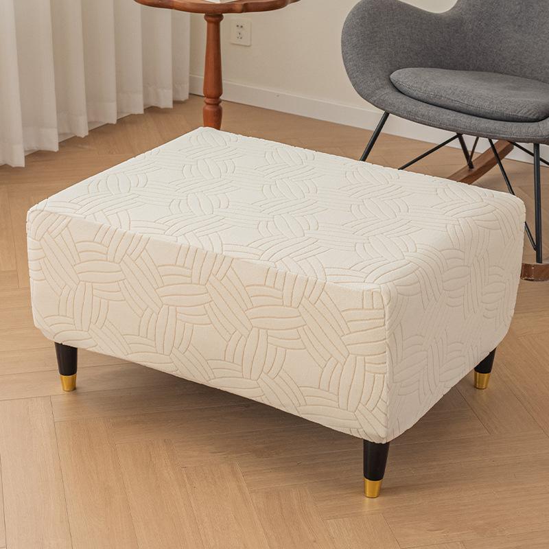 

1PC Thicken Velvet Cover Elastic Jacquard Chair Cover Sofa Footrest All-inclusive Square Low Stool Cover Furniture Protector бежевый