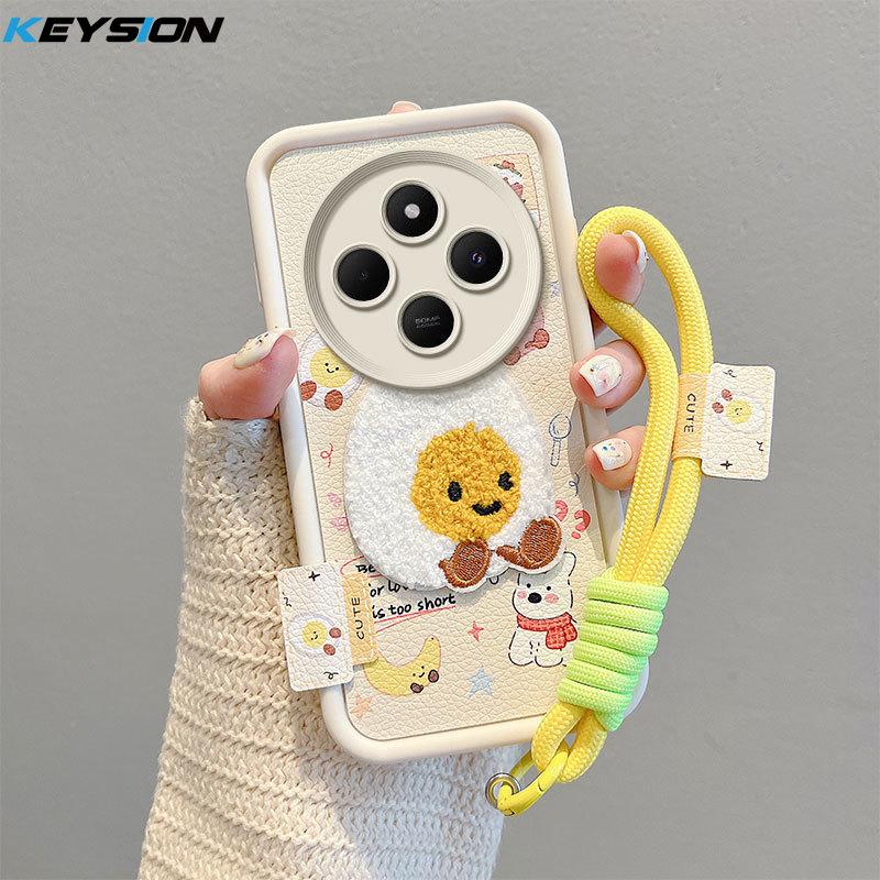 

KEYSION Мультяшный Милый Плюшевый Вышитый Чехол для Redmi 14C со Шнурком Мягкий Силиконовый Ударопрочный Чехол для Телефона для Xiaomi POCO C75 for POCO C75